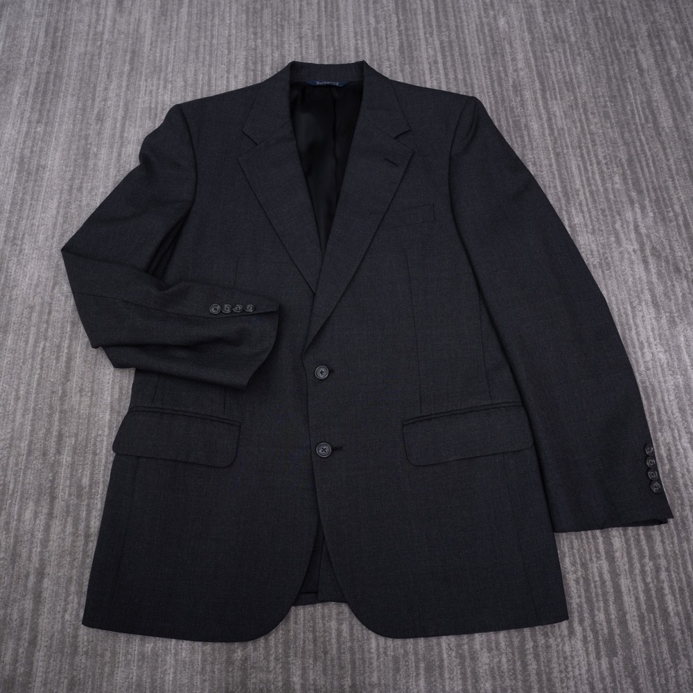 Burberrys Blazer Mens 41.5R Dark Gray Excellent Vintage Wool 2-Button Sport Coat